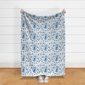 Boho Paisley Guitar Fabric - Boho Chloe Danish Blue By Applebutterpattycake - Boho Floral Fabric Cotton Fabric By The Yard With Spoonflower