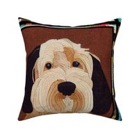 Brown eared Goldendoodle Patchwork Quilt by kedoki - 18 inch  Repeat