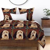 Brown eared Goldendoodle Patchwork Quilt by kedoki - 18 inch  Repeat