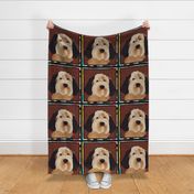 Brown eared Goldendoodle Patchwork Quilt by kedoki - 18 inch  Repeat