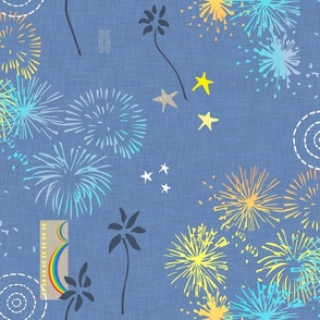 Hawaii Fireworks (Blue Linen)