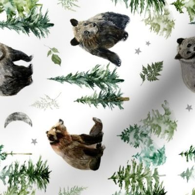Rotated / Woodland Bears and Forest Trees