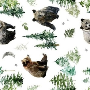 Rotated / Woodland Bears and Forest Trees