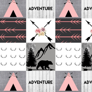 Adventure mountain pink wholecloth