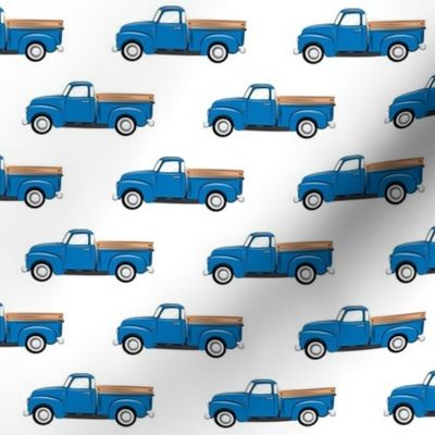 vintage blue truck on white