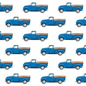 vintage blue truck on white