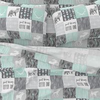 Sweet Dreams Patchwork in Mint and Grey - woodland animals, southwest BoHo, fox, moose