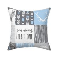 Sweet Dreams Patchwork - Baby Blue and Grey - woodland animals, southwest dreamcatchers - fox and moose