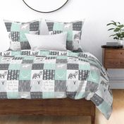 From me to you Patchwork - mint and grey - Woodland nursery