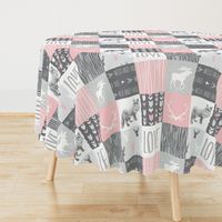 LOVE Woodland animal Patchwork - pink and grey - girl nursery - Moose fox deer