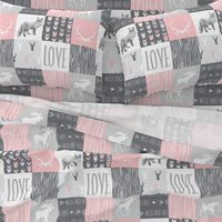 LOVE Woodland animal Patchwork - pink and grey - girl nursery - Moose fox deer