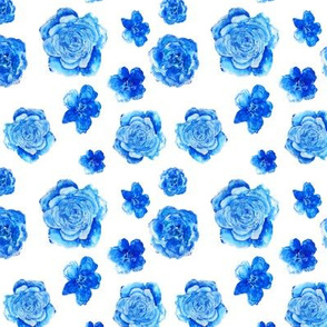 Blue roses, watercolor