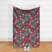 Hawaiian Floral in Christmas colors large