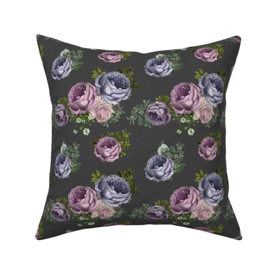 7" Purple, Lilac & Plum Florals  / Grey Background