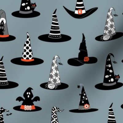 Vintage Halloween - Witch Hats on Gray
