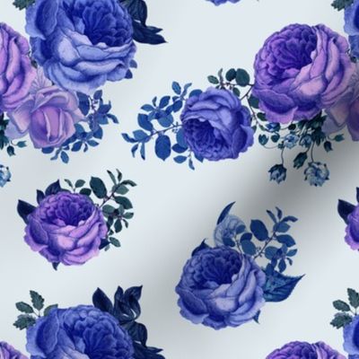 7' Purple Vintage Washed Florals / Blue