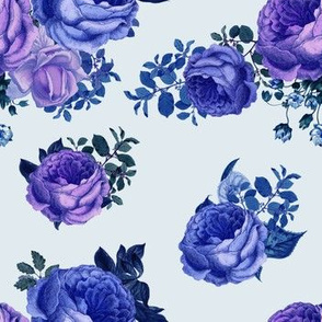 7' Purple Vintage Washed Florals / Blue