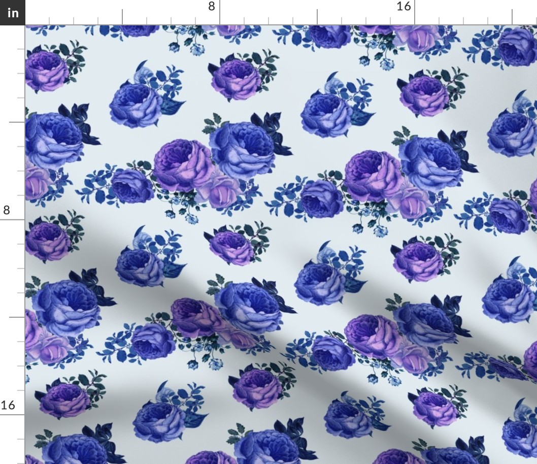 7' Purple Vintage Washed Florals / Blue