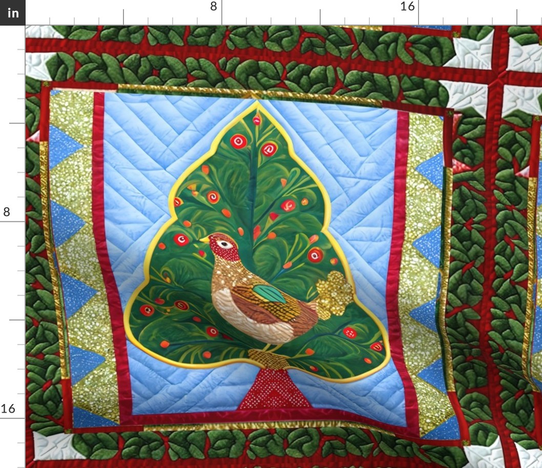 12 Days of Christmas - Partridge in a Pear Tree - 18 inch Square Repeat