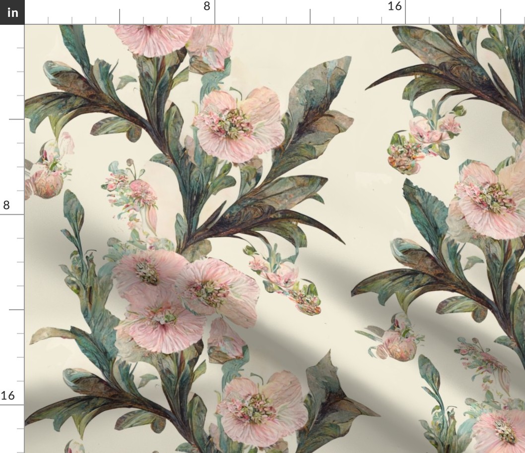 Victorian Floral Medium Size Wallpaper-Curtain-Bedspread