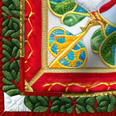 12 Days of Christmas - Two Turtle Doves - 18 inch square repeat