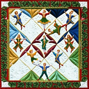 12 Days of Christmas - Ten Lords a Leaping - 18 inch Square Pattern by kedoki