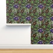 Pointillism - Hawaiian Geckos and Flowers in the Tropical Forest