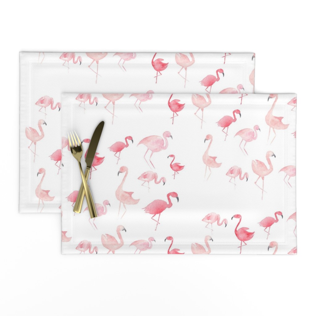 Watercolor Pink Flamingos