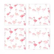 Watercolor Pink Flamingos