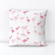 Watercolor Pink Flamingos