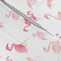 Watercolor Pink Flamingos