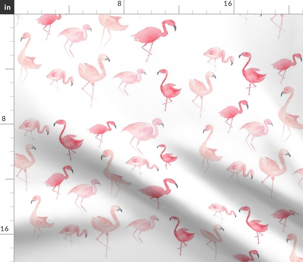 Watercolor Pink Flamingos