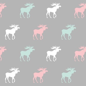 Big Moose - mint, pink, white and gray