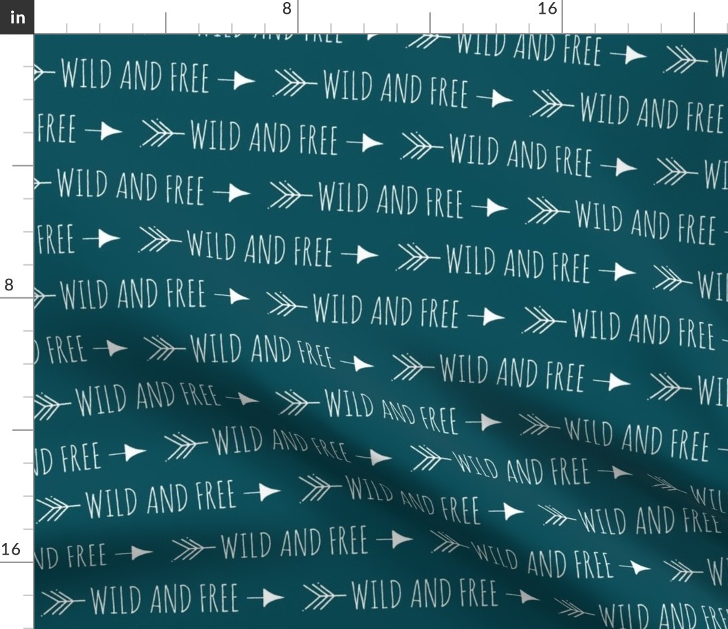 Wild and free arrows - White on dark teal