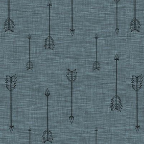 Arrows on Linen - Slate Blue