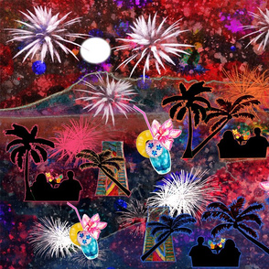 love couples enjoying Hawaiian fireworks