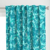 Hibiscus Batik Teal on Aqua 150