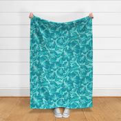 Hibiscus Batik Teal on Aqua 150