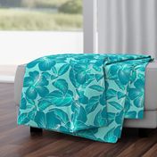 Hibiscus Batik Teal on Aqua 150