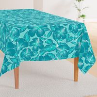 Hibiscus Batik Teal on Aqua 150