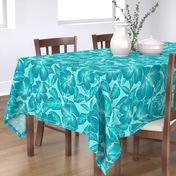 Hibiscus Batik Teal on Aqua 150