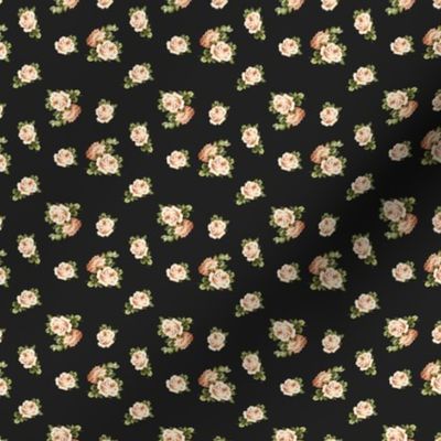 2" Vintage Tea Roses / Black