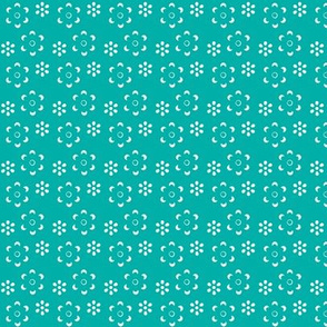 Court & Spark - Scandi Floral Cutout White on Turquoise