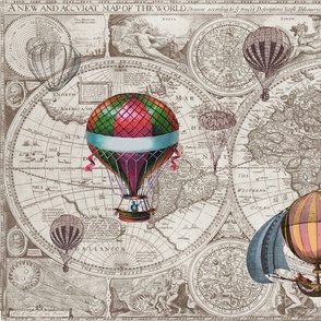 Map with Hot Air Balloons