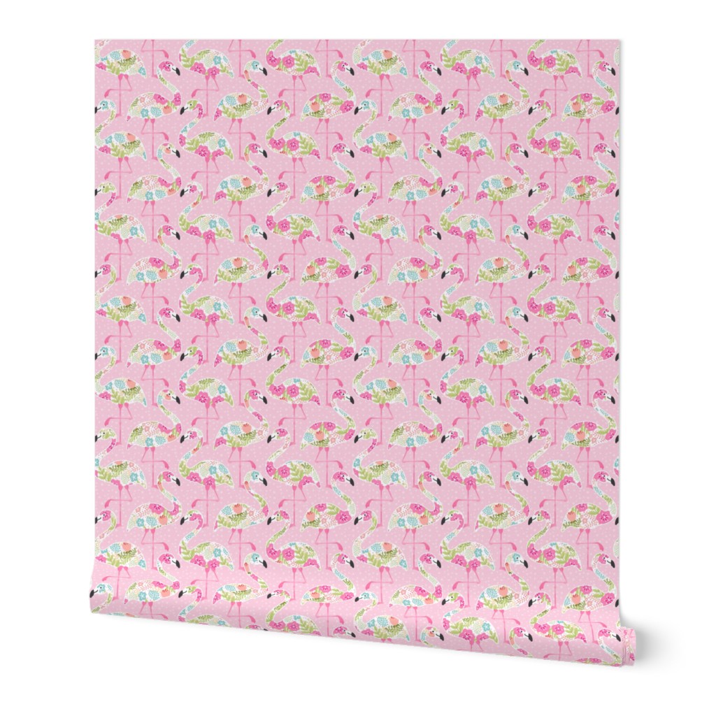 Flowery Pink Flamingo Summer