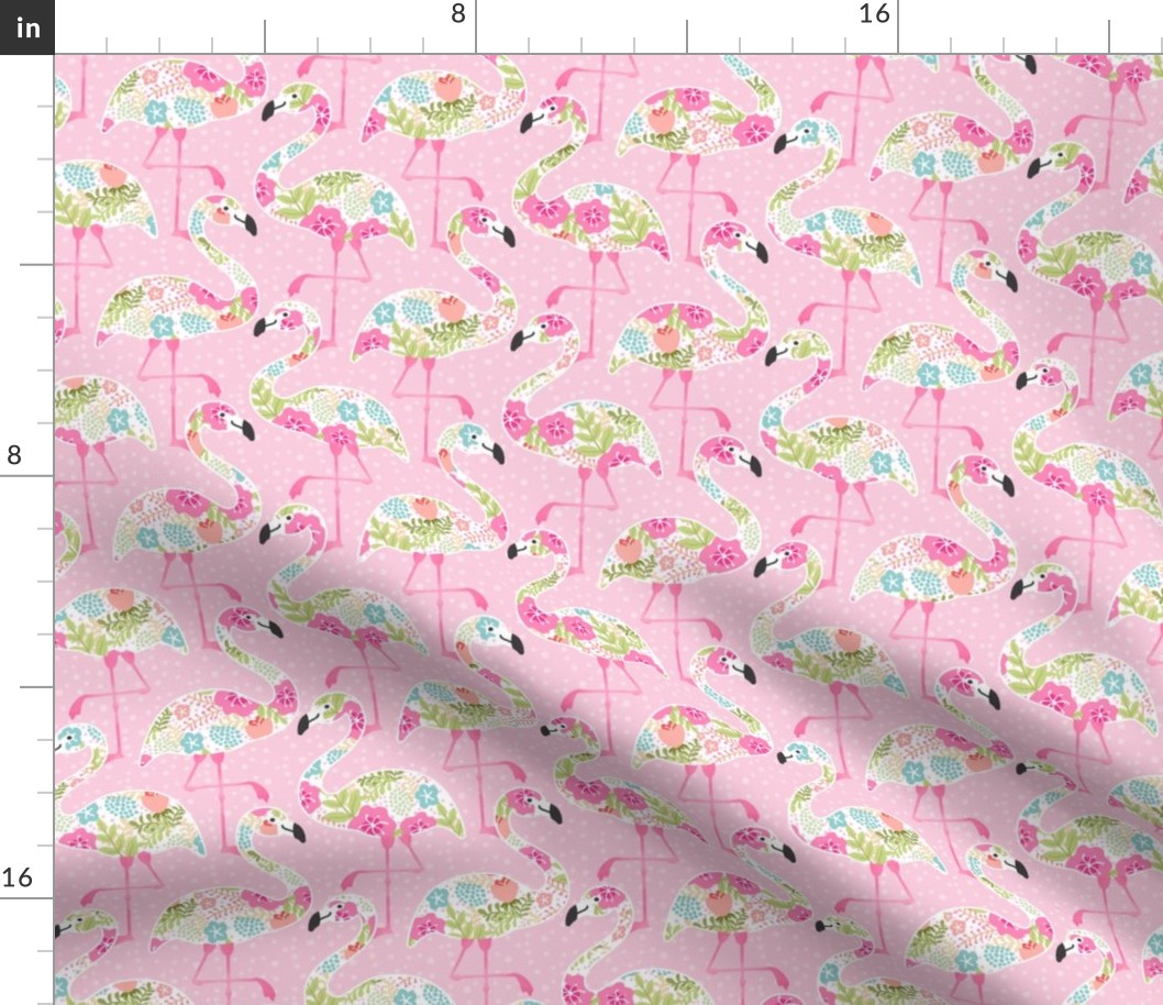 Flowery Pink Flamingo Summer