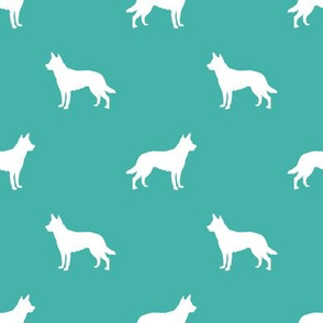 Australian Kelpie silhouette fabric turquoise