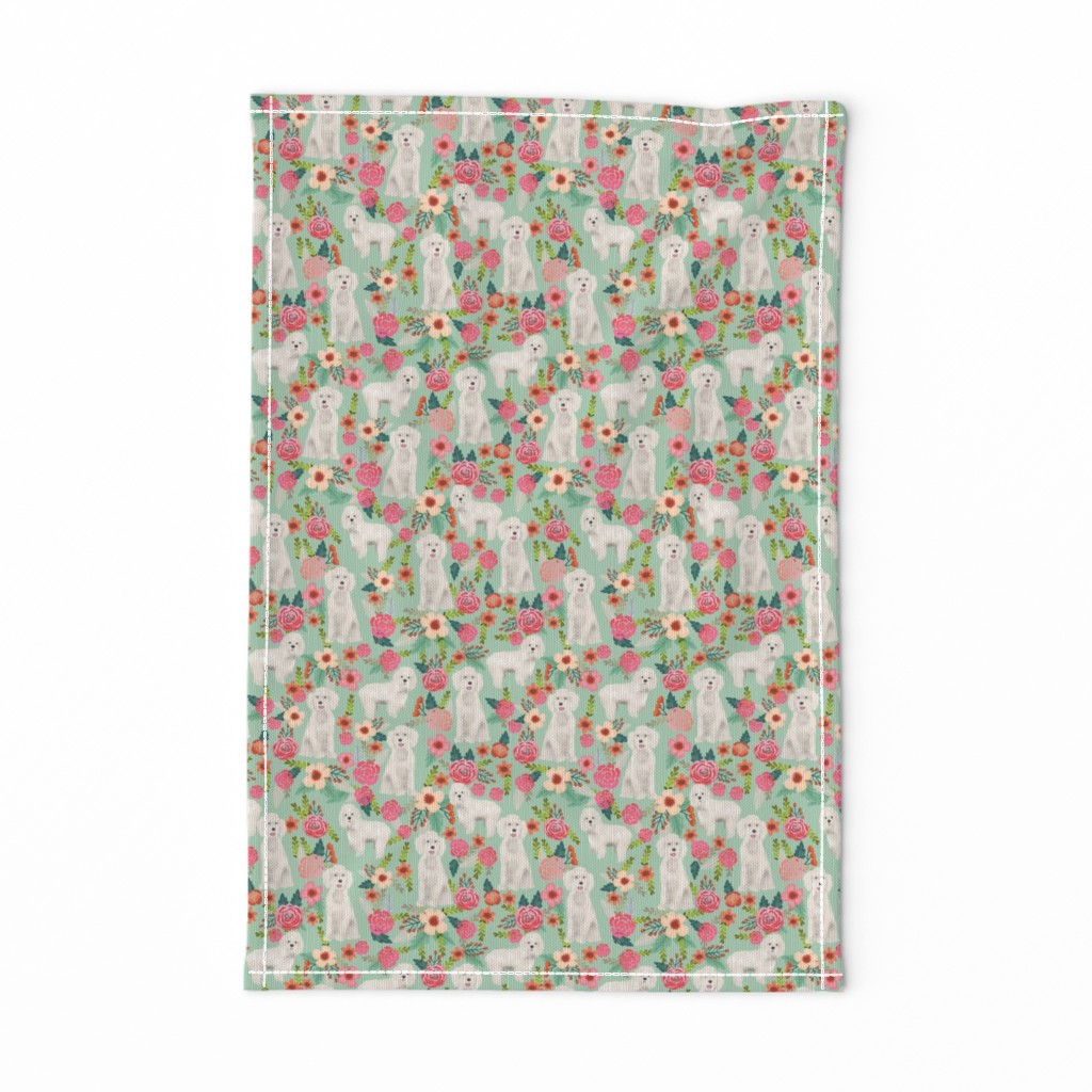 cockapoo floral fabric dogs and flowers design cockapoo fabric - mint