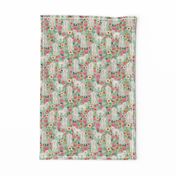 cockapoo floral fabric dogs and flowers design cockapoo fabric - mint