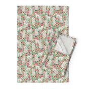 cockapoo floral fabric dogs and flowers design cockapoo fabric - mint